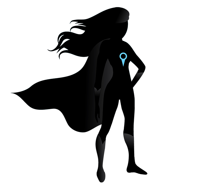 Superhero Girl With Location Pin PNG
