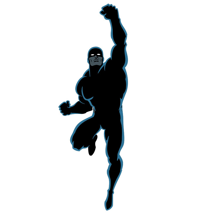 Superhero Punching Up Black